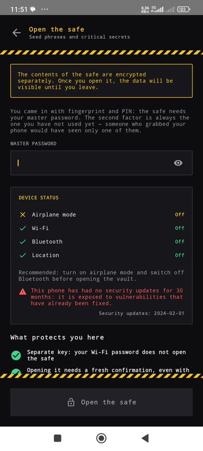 Safe with master password