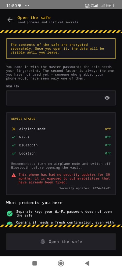 Safe with PIN